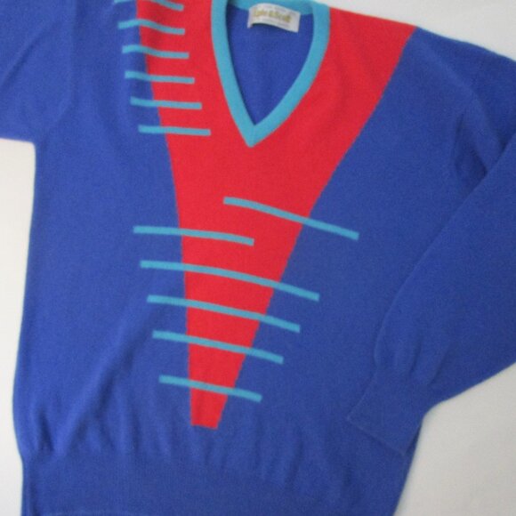 Mens V Neck Pullover Sweater Jumper Intarsia  Scotland - Picture 2 of 8